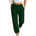 thumbnail image 2 of CaComMARK PI Women's High Elastic Waist Sweatpants Elastic Waist Straight Leg Comfy Workout Casual Sweat Pants with Pockets Army Green, 2 of 5