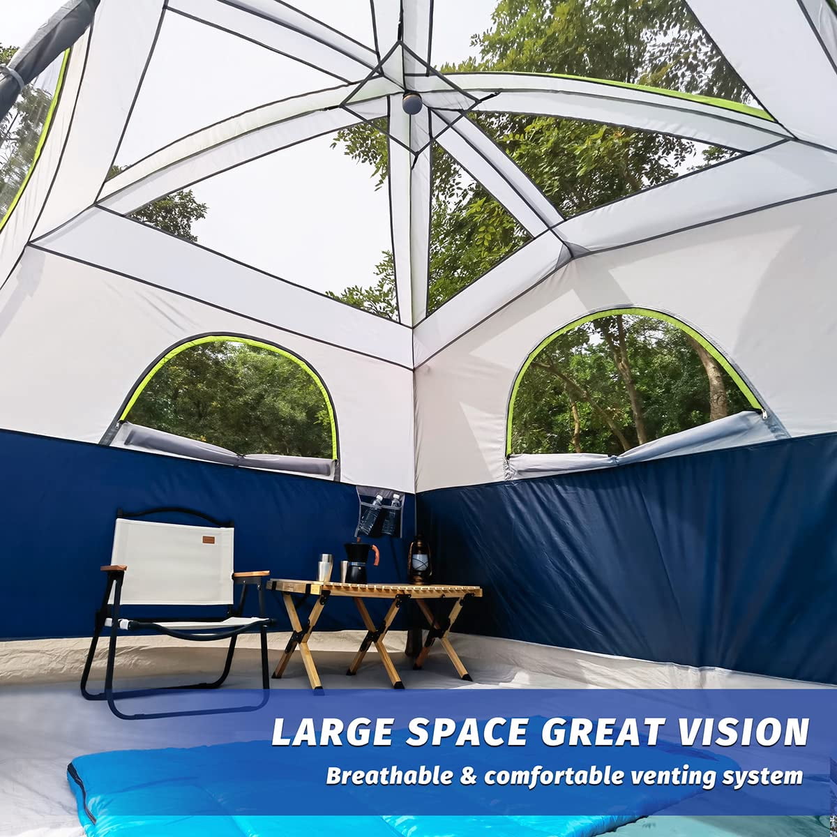 Tents 6 Person Waterproof Windproof Easy Setup Double Layer Family Camping Tent With 1 Mesh Door & 5 Large Windows -10'x9'x78in(h)