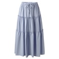 thumbnail image 4 of Riforla Skirts for Women Elastic High Waist Boho Maxi Skirt Ruffle A Line Swing Long Skirts for Summer Casual and Flowy Maxi Skirts for Women Sky Blue_002 XL, 4 of 8
