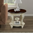 thumbnail image 4 of 22'' Two Tone Round End Table,Solid Wood Sofa Side Table with Shelf,Living Room Corner Table Easy Assemble, Espresso, 4 of 15