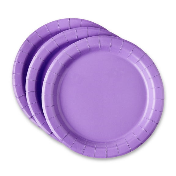 Disposable Purple Party Paper Plates, Serves 24, 7", by Way To Celebrate