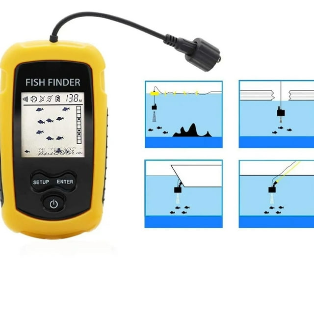Portable Sonar Fish Finders 45 Degrees Sonar Coverage Echo Sounder Alarm Transducer Lake ,Easy to Use