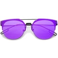 thumbnail image 1 of sunglassLA Unisex Modern Fashion Minimalist Wire Temple Rimless Color Mirror Lens Pantos Metal Sunglasses (Black / Purple Mirror) - 58mm, 1 of 4