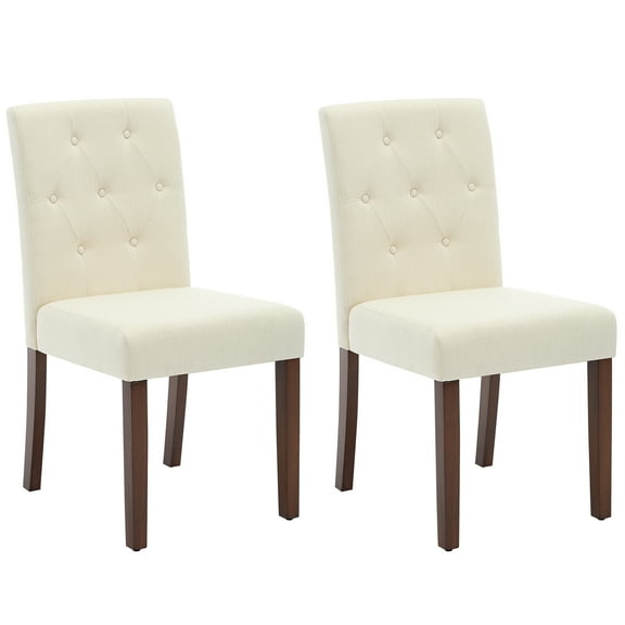 Tufted Dining Chairs Set of 2, Upholstered Parsons Dining Room Chairs, Fabric Kitchen Side Chair with Wood Legs