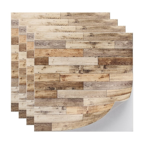 Uxcell Dollhouse Flooring, 3.94" Square, PU Self Adhesive Miniature Dollhouse Wood Flooring Peel and Stick - (Applications: for Dollhouse Decoration), 4-Pieces
