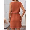 thumbnail image 6 of Women'S Waffle Knit Belted Tank High Waisted Dresses Square Neck Sleeveless Summer Short Dress Caramel Color S, 6 of 9