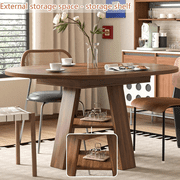 43.3-59 Extendable Round Dining Table for 4-8, Mid Century Modern Wooden Round Table with Removable Leaves Space Saving, for Kitchen Living Room