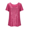 thumbnail image 6 of Girls Sparkly Sequin Top Short Sleeve Round Neck Glitter T-Shirt Summer Casual Concert Party Disco Blouse, 6 of 6