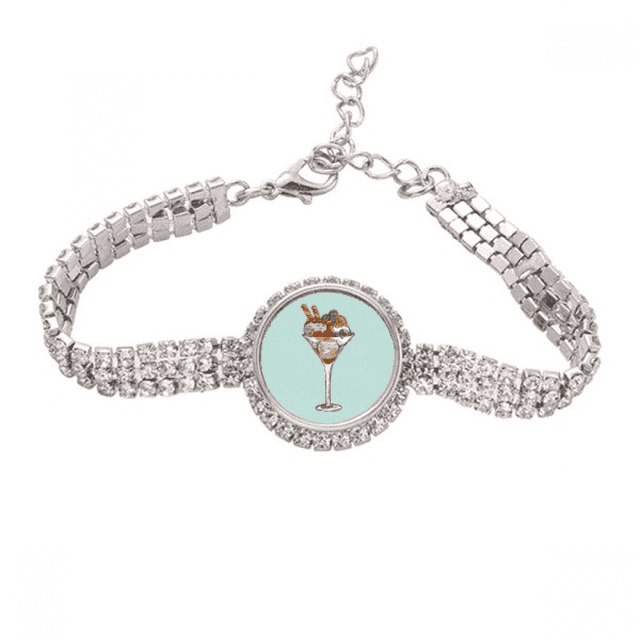 Hojas flor Copa helado bola Pulsera de tobillera de cadena de tenis, joyería de diamantes