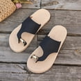 thumbnail image 5 of Beach Sandals For Women Summer Casual Comfy Slip-On Flip Flops Metal Buckle Woven Bottom toe Walking Shoes (5.5, Khaki), 5 of 9