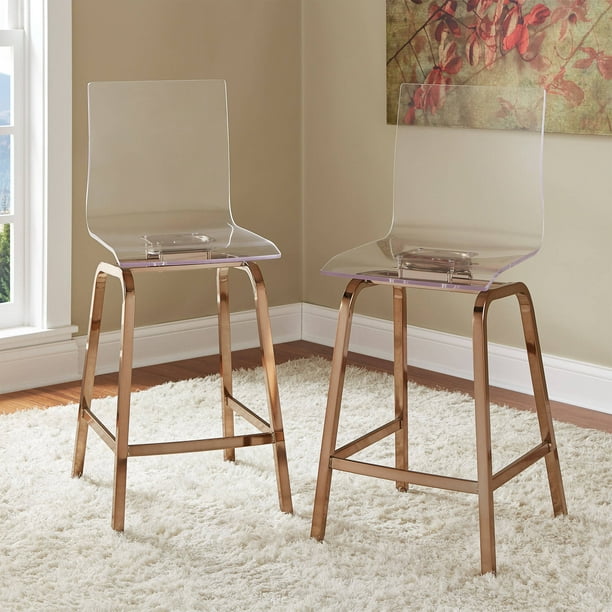 Chelsea Lane Acrylic And Champagne Gold, Acrylic And Gold Bar Stools Set Of 2