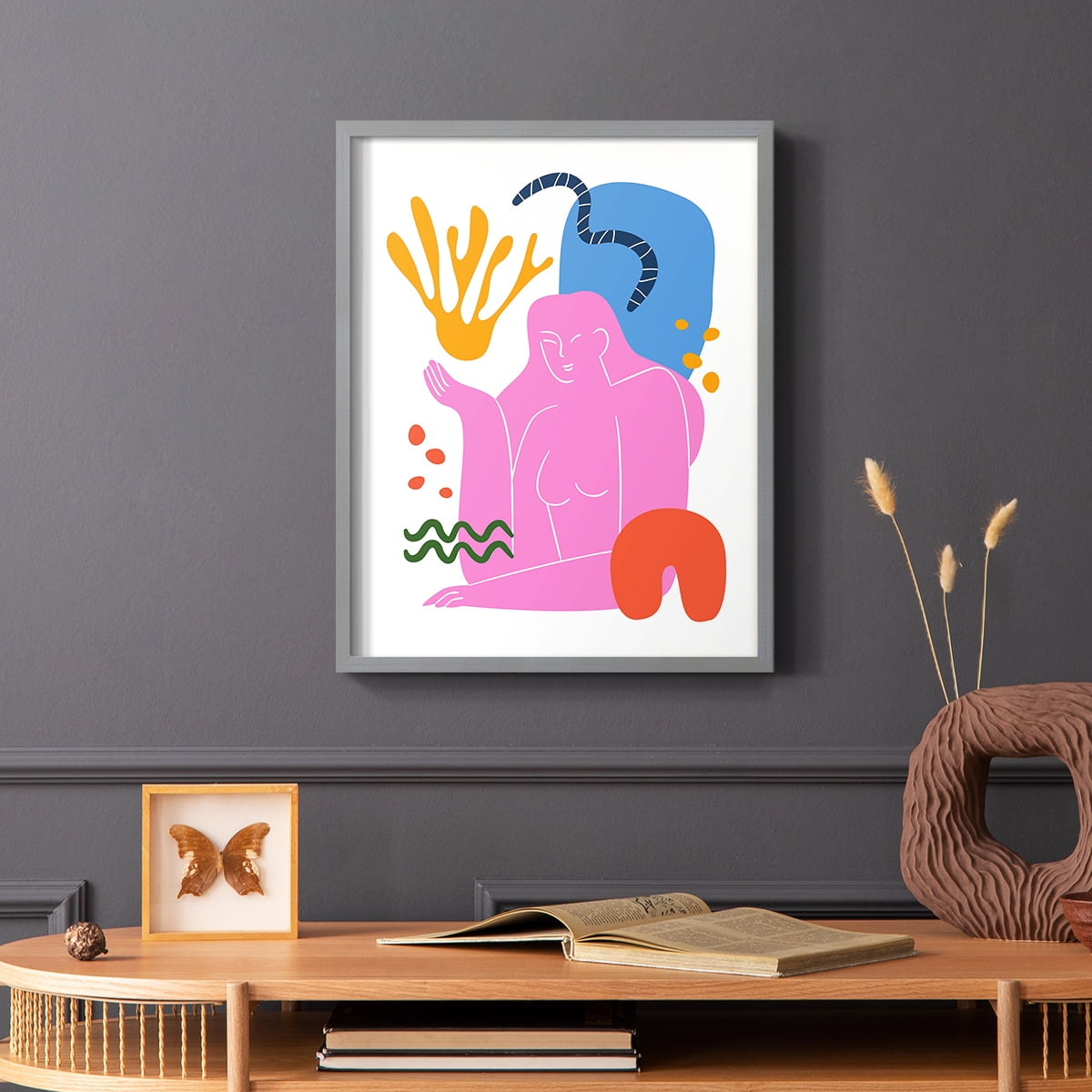 Matisse CDXXXIX in Gray Solid Wood Framed Print No Nail Hanging