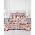 thumbnail image 2 of Quilts Twin-XL Size Bedding Set, Pink Horse Lightweight Quilted Comforter, Rustic Spring Floral Summer Botanical Soft Reversible Bedspread Coverlet with Pillow Covers for All Season, 68" x 98", 2 of 7