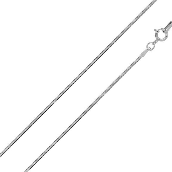 4 Sided Snake 025 Rhodium Plated 925 Sterling Silver Chain 0.8mm Made in Italy 16" Jewelry Female
