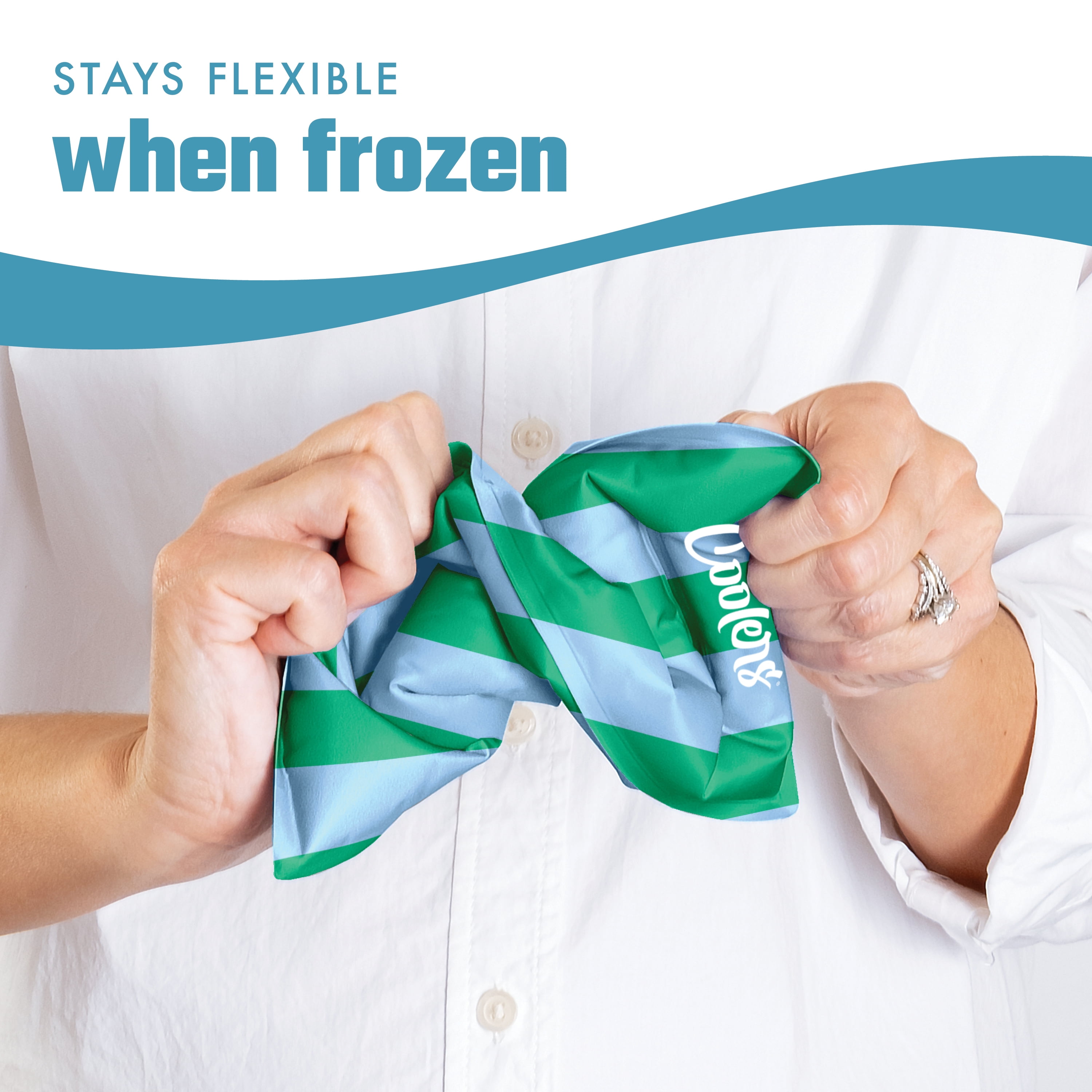 Cool Coolers by Fit + Fresh XL Soft Ice Packs for Lunch Bags & Coolers, Coastal Cabana Stripe, 2pk