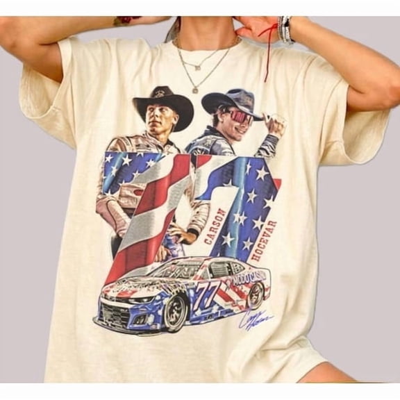 Retro 77 Hocevar Shirt, 90s Car Tee, 4th of July Racing Graphic Tee