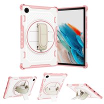 Tarise for Samsung Galaxy Tab A8 10.5 inch Case 2022 Model (SM-X200/X205/X207) with 360° Rotating Kickstand/ Swivel Hand Strap/Pencil Holder/Heavy Duty Hard PC & Soft TPU Shockproof Kids Case, Pink