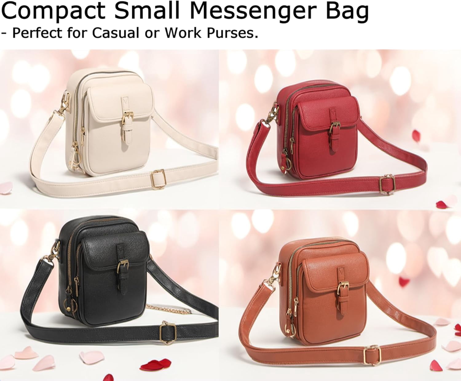 Women's Anti-Theft Crossbody Leather Bag, RFID Blocking Vintage PU Leather Travel Purse with 3 Zipper Pockets and 10 Card Slots for Daily Use