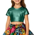 thumbnail image 4 of Ulitacool Girls Tee Short Sleeve Blouse Sequins T Shirt O Neck Tops Cute Playsuit Green 3-4 Years, 4 of 4
