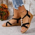 thumbnail image 2 of Fiaer Wedge Sandals with Arch Support for Women Stylish Casual Open Toe Slingback Shoes Summer Dressy Beach Vacation Walking Low Dress Sandals Black 6, 2 of 9