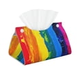 thumbnail image 2 of Lsque Rainbow Colored Printed Long Tissue Box Cover Holder, Facial Paper Organizer Dispenser,Triangle with Bottom Belt, PVC Leather Decorative Organizer, 2 of 9