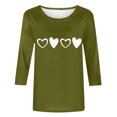 thumbnail image 4 of Plebaso Chemises à Manches 3/4 pour Femmes Mignonnes avec Cœur Hauts Amples Décontractés Blouses à Col Rond T-Shirts Imprimés, 4 of 4