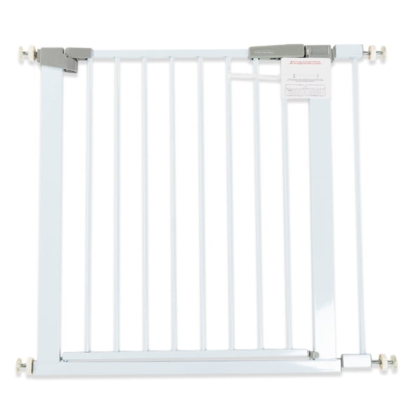 Kids Heroes Puerta de Seguridad Interior para Bebes y Perros - Reja para Escaleras y Puertas entre 76 y 83 cm - Incluye Extensión de 7 cm para un Ancho de 90 cm - Altura 78 cm - Blanco
