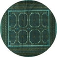 thumbnail image 1 of Ahgly Company Indoor Round Persian Turquoise Blue Traditional Area Rugs, 4' Round, 1 of 4