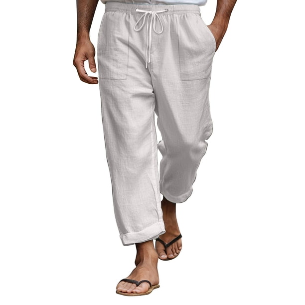 Pantalones largos holgados de verano para hombre: tejido ligero y transpirable, cintura elástica, fácil cuidado, perfectos para actividades diarias y de ocio.