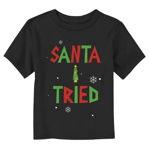 Toddler's Lost Gods Santa I Tried  Graphic Tee Black 5T