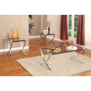 Top Rated Furniture Brands Kings Brand Furniture Glass Top Coffee Table & 2 End Tables Occasional Set, Chrome/Black ()