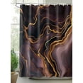 thumbnail image 2 of Abstract Marble Texture Shower Curtain, Purple Gold Waves Art Waterproof Shower Curtain Set with 12 Hooks Lightweight Washable Fabric Shower Curtains for Bathroom 72x84 Inches, 2 of 6