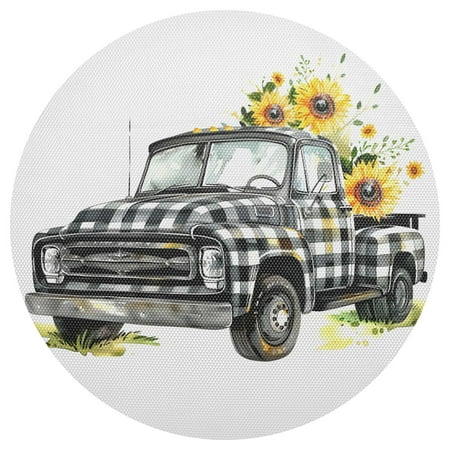 

Ryvnso Sunflowers on Car Round Plate Mats Dining Table Placemat 1 Piece for Holiday Decoration