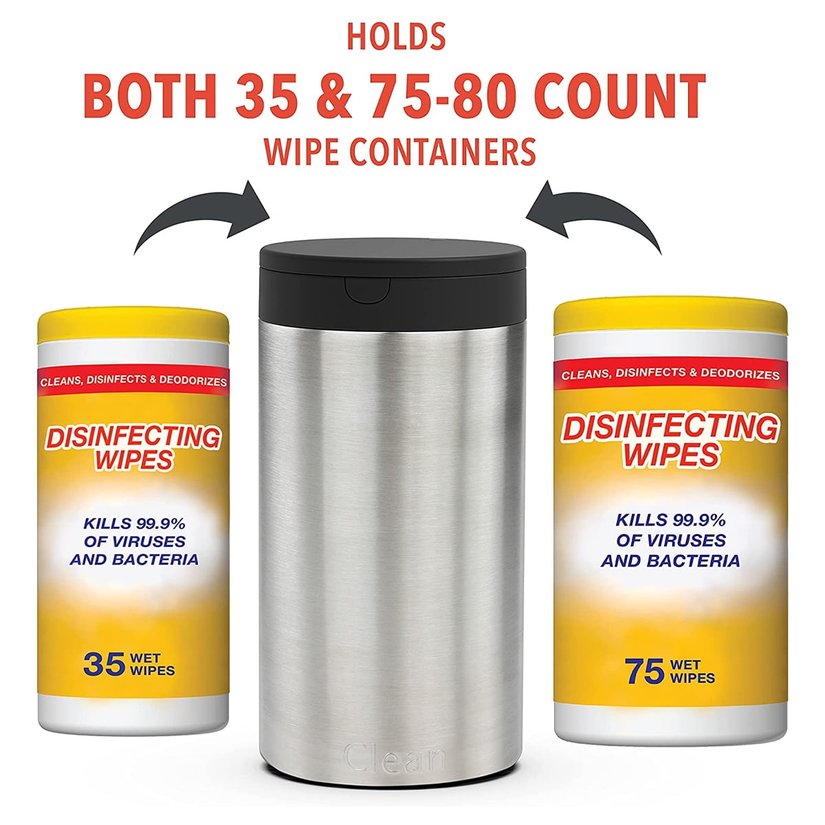 Spectrum Cleaning Wipes Dispenser Stainless Steel Container 1-Handed Use