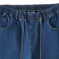 thumbnail image 6 of IhhxPro Men's Cotton Relaxed Fit Jeans with Elastic Waist and Pockets Comfort Stretch Denim Casual Everyday Straight Leg Work Trousers 36-46, 6 of 7