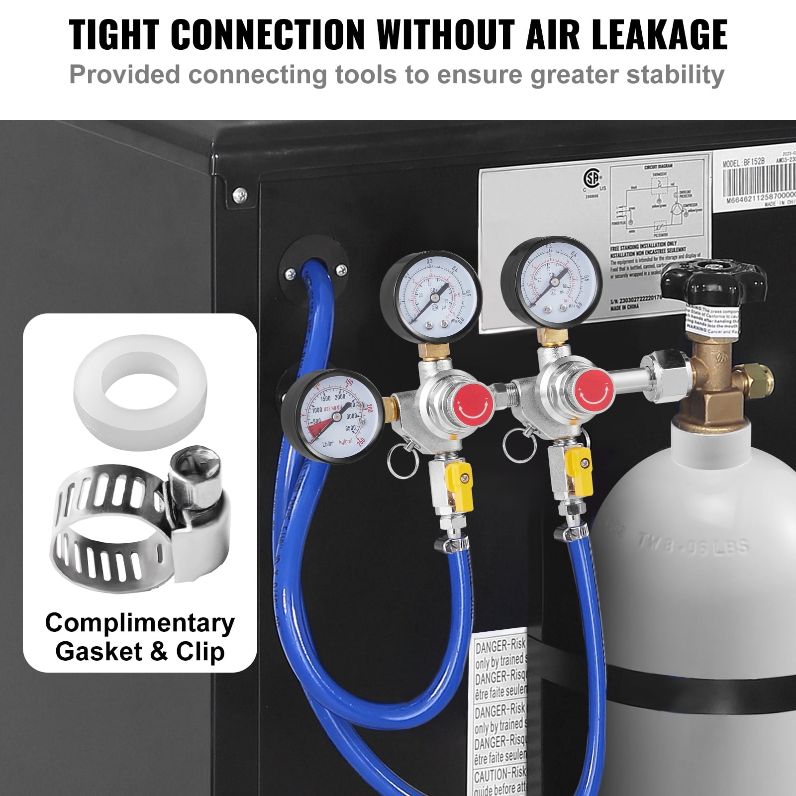 KFFKFF Triple Gauge CO2 Regulator, Adjustable Pressure System with 0-60PSI, Durable CO2 Gas Regulator for Draft Beer and Homebrewing, Includes Check Valve, Compatible with CGA320