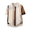 thumbnail image 3 of VgaVtl Men Polo Shirt Summer Big and Tall Short Sleeve Zipper Striped Knit Collared Mens Tops Casual, 3 of 4