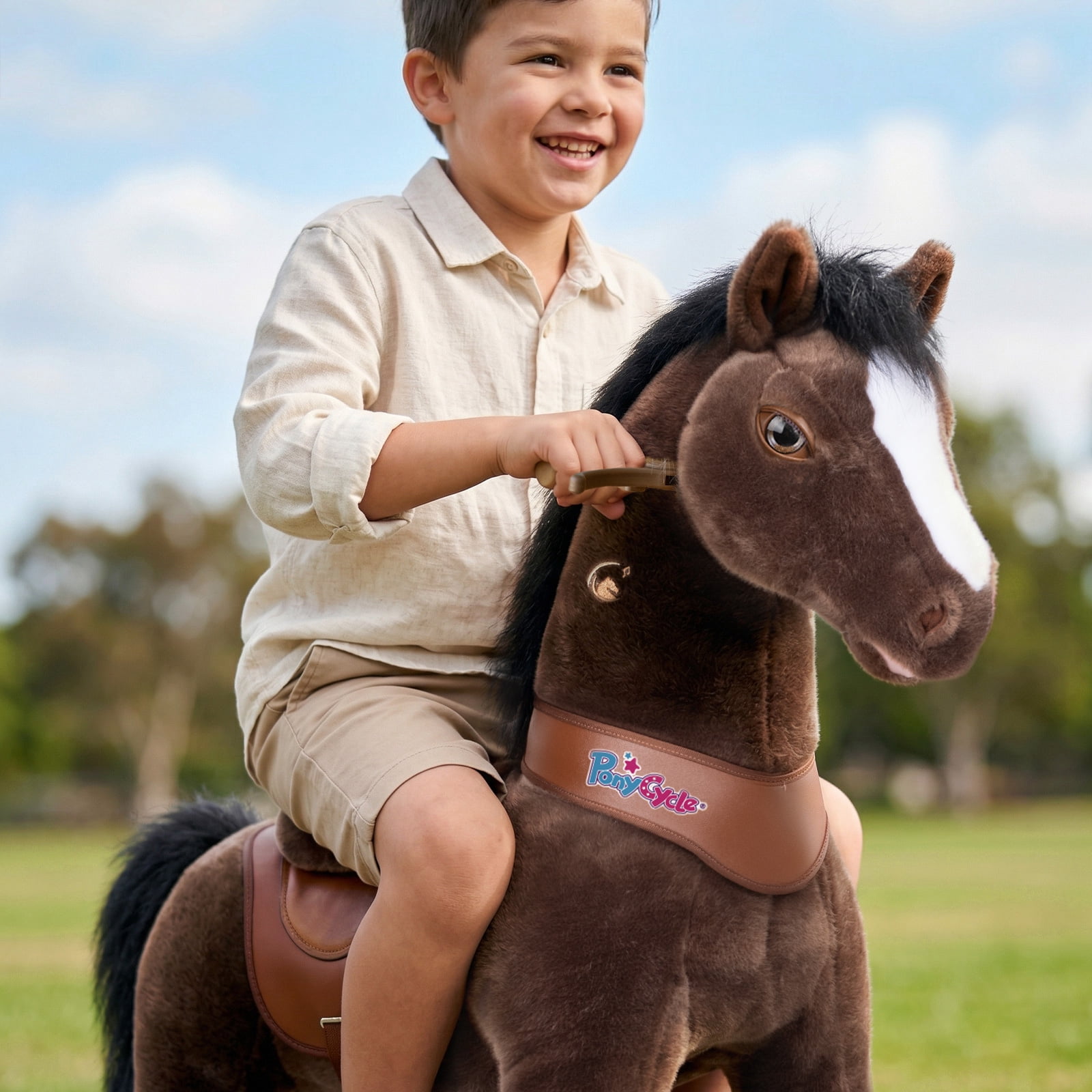 PonyCycle Interactive Horse Ride-On Toy, Touch Sound, Kid-Powered, Ages 3-4, Black, Y376