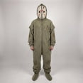 thumbnail image 4 of Olive Green Full Body Jumpsuit with Spooky Hockey Mask & Tassels, Classic Horror Style Full Body Onesie with Zipper & Pockets for Halloween Sleepwear Cosplay(Green,L), 4 of 7