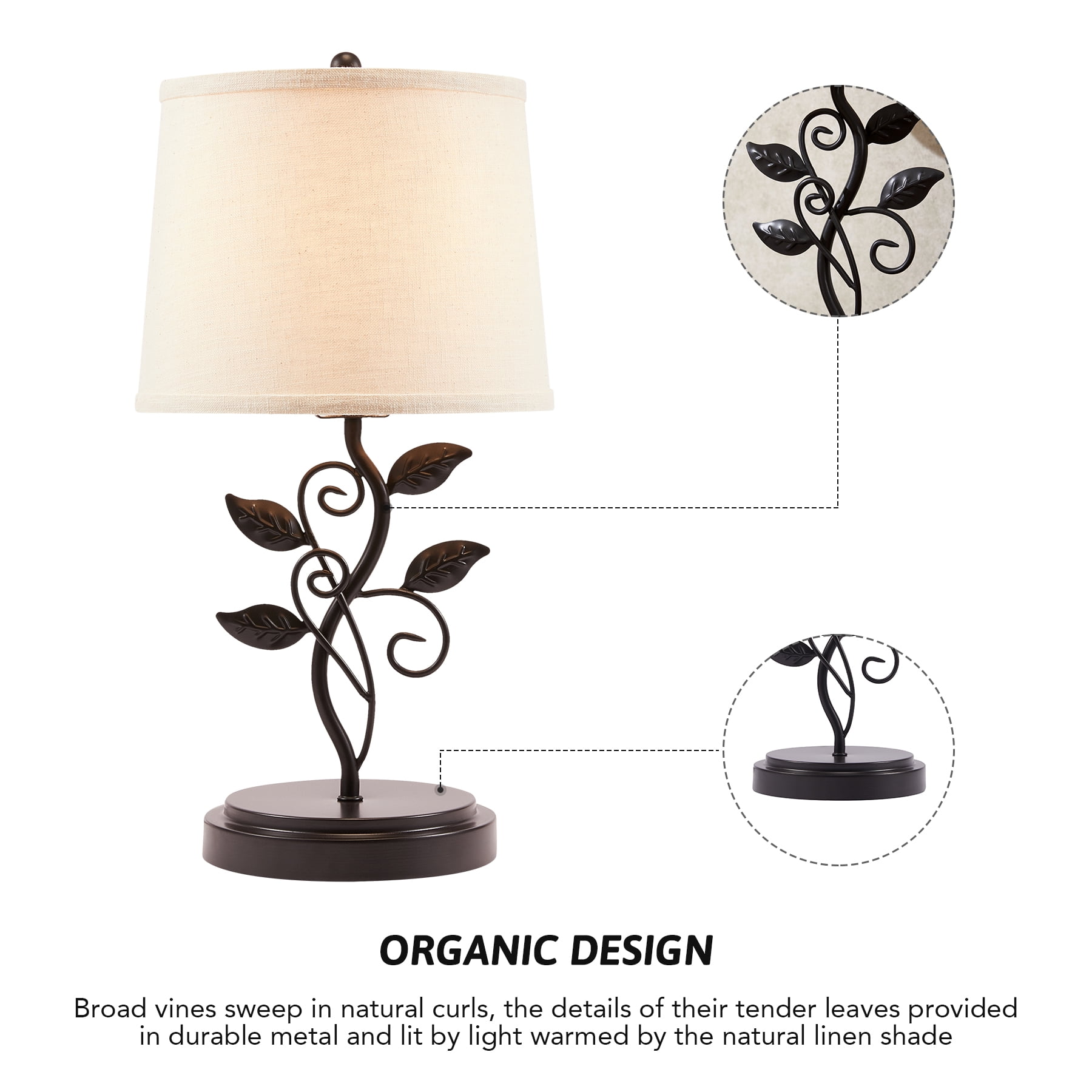 19" Desk Lamp for Home Office Rustic Bedside Lamp Living Room Table Lamp