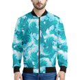 thumbnail image 3 of Chaqueta con cremallera con estampado de olas del océano vintage para hombre, chaqueta holgada informal de manga larga con estampado 3D de autobús de la paz y plumas, abrigo de calle, 3 of 5