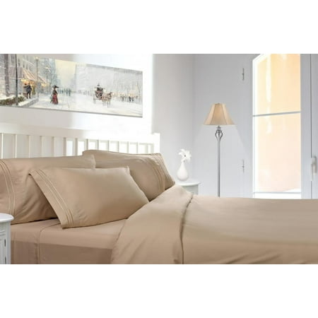Cream Bed Set - Clara Clark 1800 Series Deep Pocket 4pc Bed Sheet Set King Size, Cream