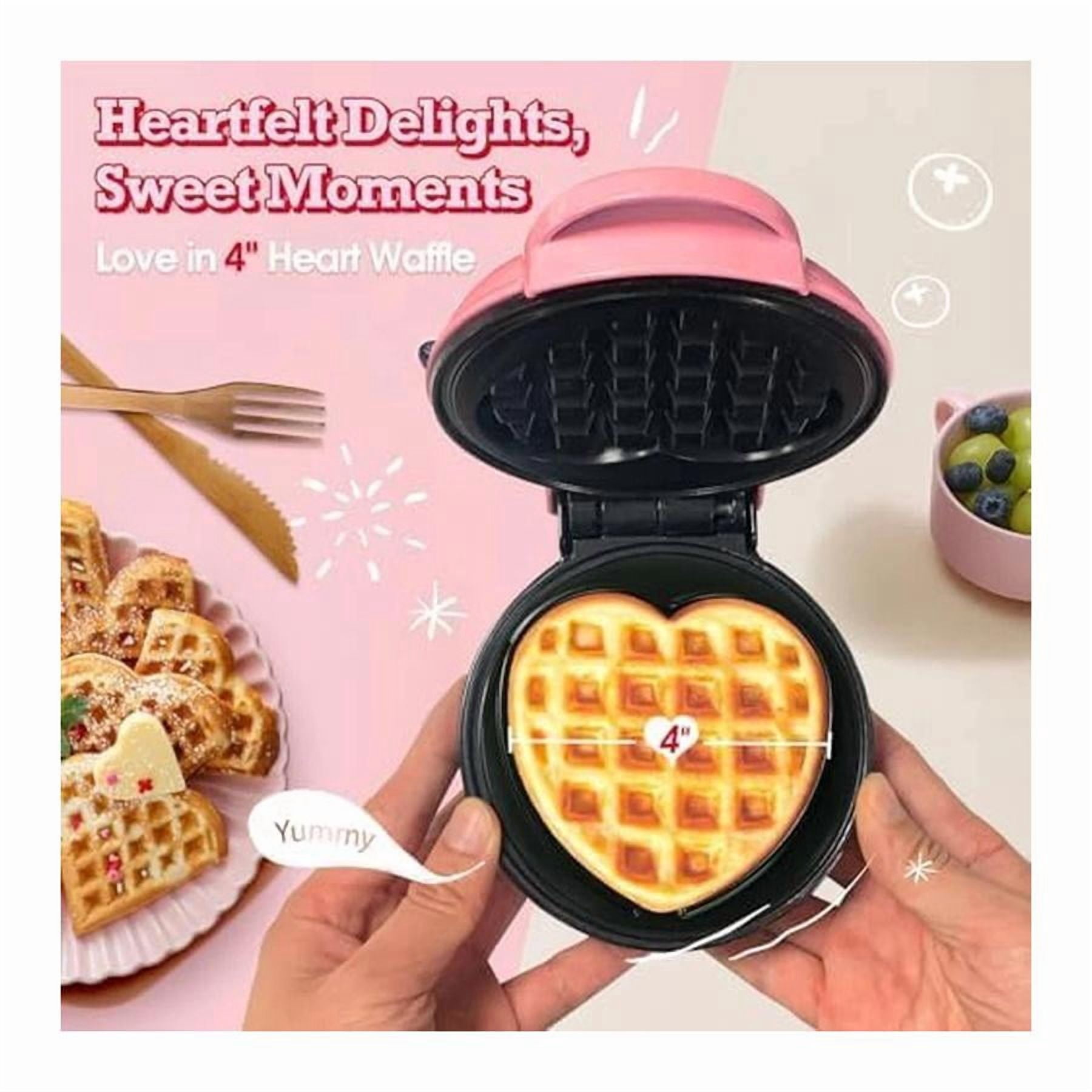 Mini Waffle Maker(Heart),Small Waffle Maker Keto,Mini Wafflera Iron for Kids Fam