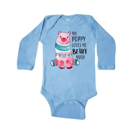 

Inktastic My Poppy Loves Me Beary Much with Cute Bear Gift Baby Boy or Baby Girl Long Sleeve Bodysuit