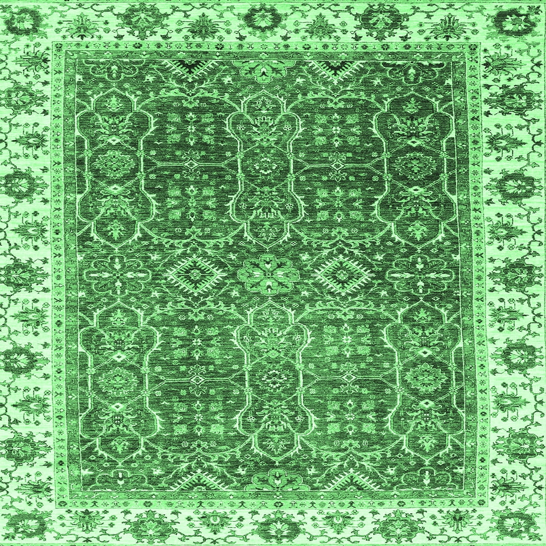 Ahgly Company Indoor Square Abstract Emerald Green Modern Area Rugs, 4 ...