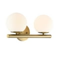 thumbnail image 6 of Designers Fountain Crown Heights 16 inch 2-Light Brushed Gold Bathroom Vanity Light Fixture with White Art Glass Shades, D252C-2B-BG, 6 of 6