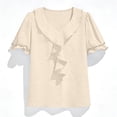 thumbnail image 7 of UAMVSH Womens Blouses Dressy Casual Short Sleeve Tunic Tops Summer Ruffle V Neck Business Work Shirts Fashion Clothing, 7 of 7
