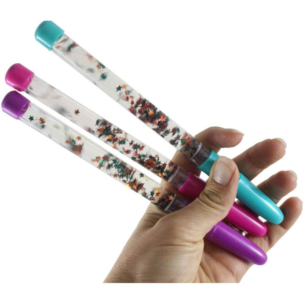 12 Liquid Dripping Pens with Glitter and Stars Soothing and Calming