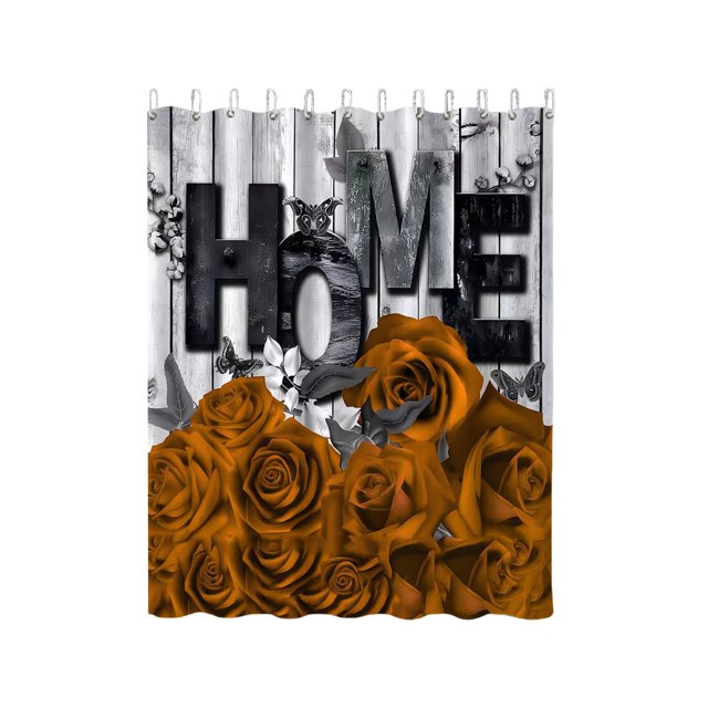 FOCUSNORM Jolis Rideaux de Douche pour Salle de Bain Imprimé de Lettres Motif Rose Transparence Forte Rideau de Douche Mode