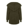 thumbnail image 7 of Zpanxa Winter Coats for Women Sherpa Fleece Jacket Solid Color Casual Plush Cardigan Long Sleeve Pockets Blouse Tops Faux Fur Coat Outwear Army Green L, 7 of 7